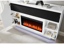 AVEENA WHITE 76" ENT UNIT WITH TV, LED, SPEAKERS, CRYSTAL AND POP-UP - Furniture Center (NY)