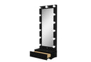 ELLA BLACK NARROW TALL MIRROR WITH DRAWER AND SPEAKER - Furniture Center (NY)