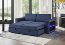 U0211 NAVY PULL OUT SOFA BED WITH LED ACRYLIC SHELVES AND SPEAKERS - Furniture Center (NY)