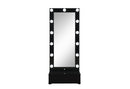 ELLA BLACK NARROW TALL MIRROR WITH DRAWER AND SPEAKER - Furniture Center (NY)