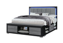 EMMA BLACK/GREY KING BED WITH LED AND USB - Furniture Center (NY)