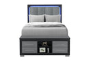 EMMA BLACK/GREY FULL BED WITH LED AND USB - Furniture Center (NY)