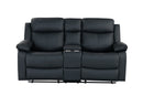 U6026 BLACK PU 72A CONSOLE RECLINING LOVESEAT WITH LED AND SPEAKER - Furniture Center (NY)