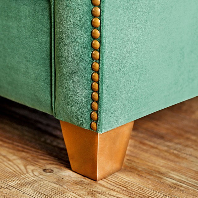VERDANTE Emerald Green/Gold Sofa - Furniture Center (NY)