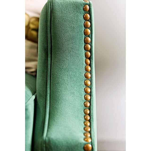 VERDANTE Emerald Green/Gold Sofa - Furniture Center (NY)