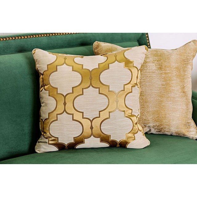 VERDANTE Emerald Green/Gold Sofa - Furniture Center (NY)