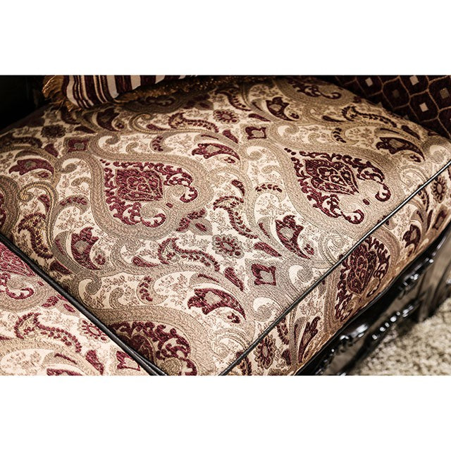 Quirino Burgundy/Dark Brown Sofa - Furniture Center (NY)