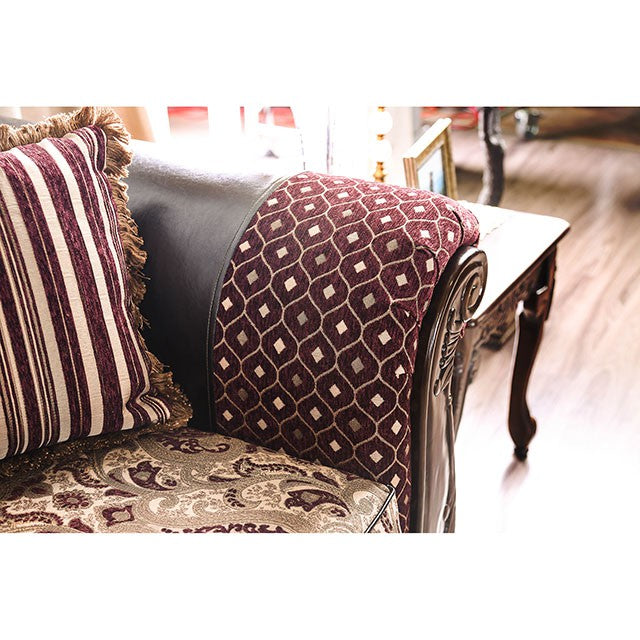 Quirino Burgundy/Dark Brown Sofa - Furniture Center (NY)