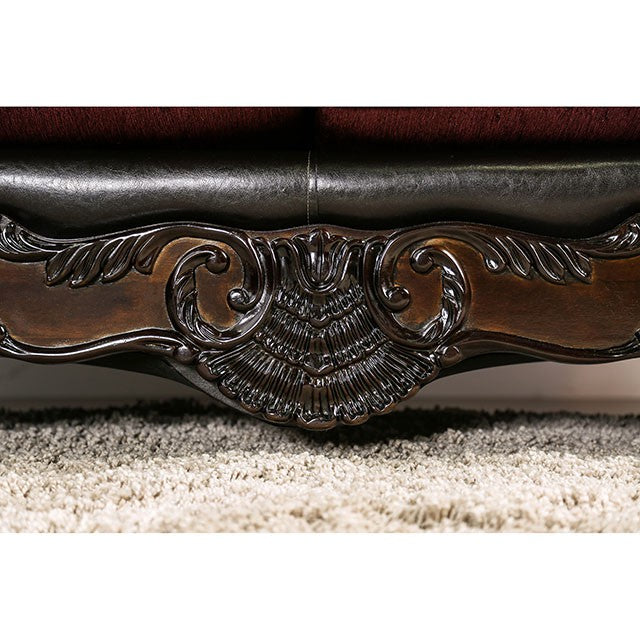 Quirino Burgundy/Dark Brown Sofa - Furniture Center (NY)