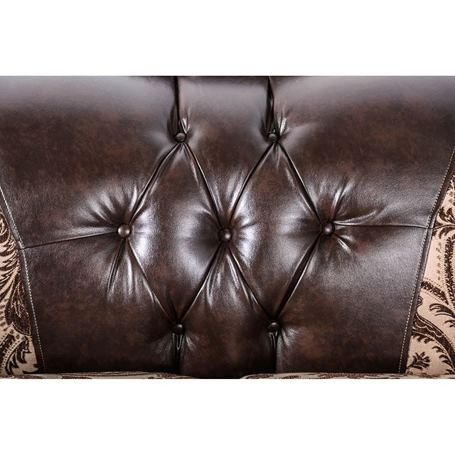 Quirino Light Brown/Dark Brown Sofa - Furniture Center (NY)