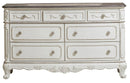 Homelegance Cinderella 7 Drawer Dresser in Antique White with Grey Rub-Through image