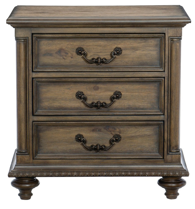 Homelegance Furniture Rachelle 3 Drawer Nightstand in Weathered Pecan 1693-4 image