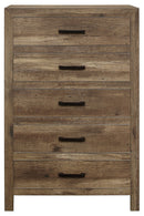 Homelegance Furniture Mandan 5 Drawer Chest in Weathered Pine 1910-9 image