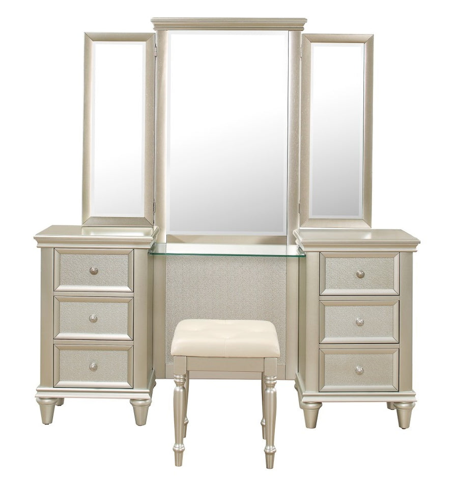 Homelegance Celandine Vanity Dresser with Mirror in Silver 1928-15* Homelegance Celandine Vanity Dresser with Mirror in Silver 1928-15*