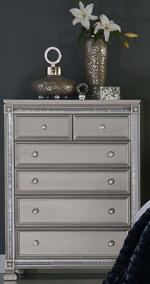 Homelegance Bevelle 5 Drawer Chest in Silver 1958-9 image