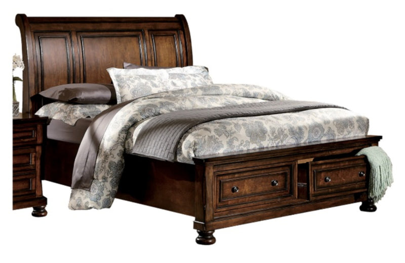 Homelegance Cumberland King Sleigh Platform Bed with Footboard Storage in Brown Cherry image