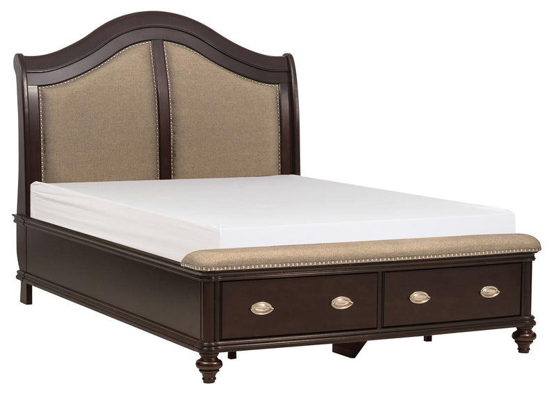 Homelegance Marston Queen Sleigh Storage Bed in Dark Cherry 2615DC-1 image