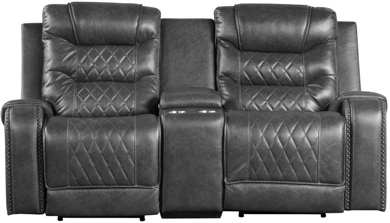 Homelegance Furniture Putnam Power Double Reclining Loveseat in Gray 9405GY-2PW image