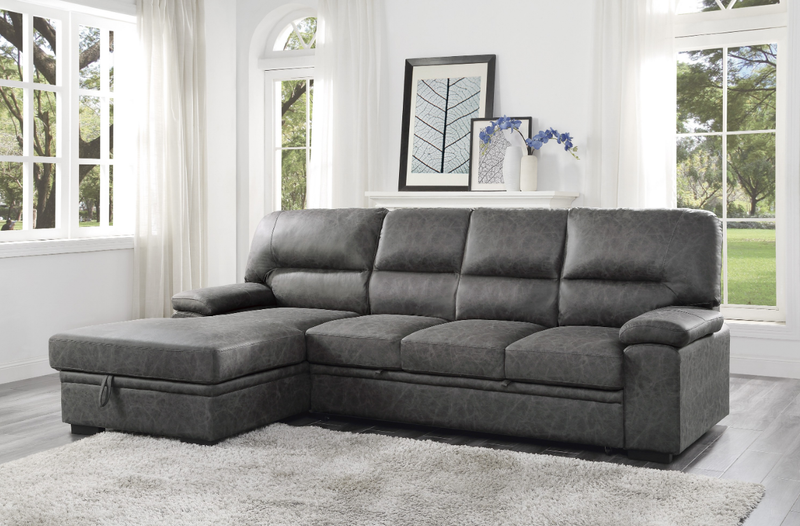 Homelegance Furniture Michigan Sectional with Pull Out Bed and Left Chaise in Dark Gray image