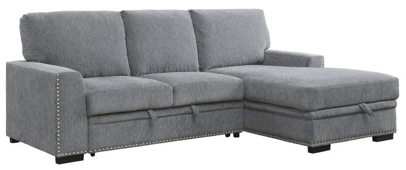 Homelegance Furniture Morelia 2pc Sectional with Pull Out Bed and Right Chaise in Dark Gray image