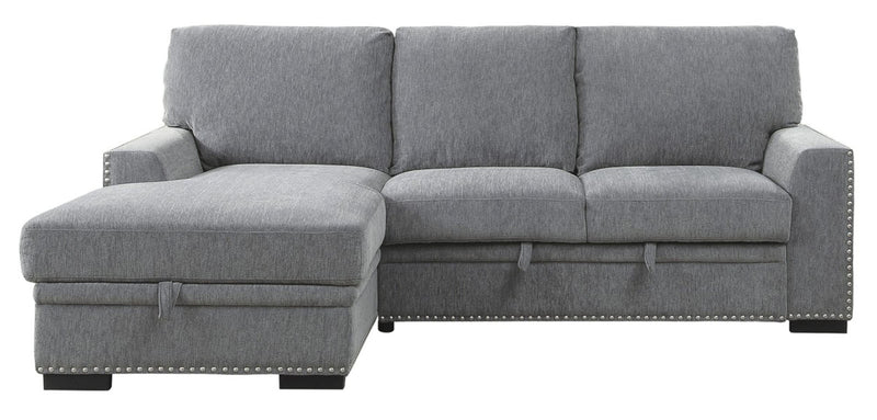 Homelegance Furniture Morelia 2pc Sectional with Pull Out Bed and Left Chaise in Dark Gray image