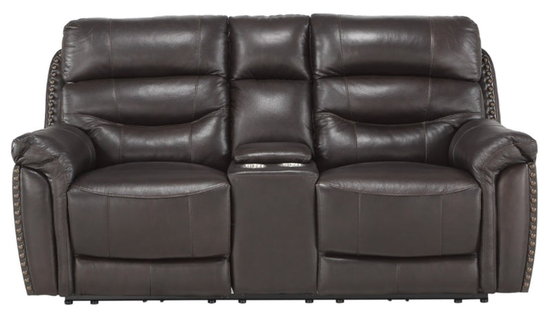 Homelegance Furniture Lance Power Double Reclining Loveseat with Power Headrests in Brown image