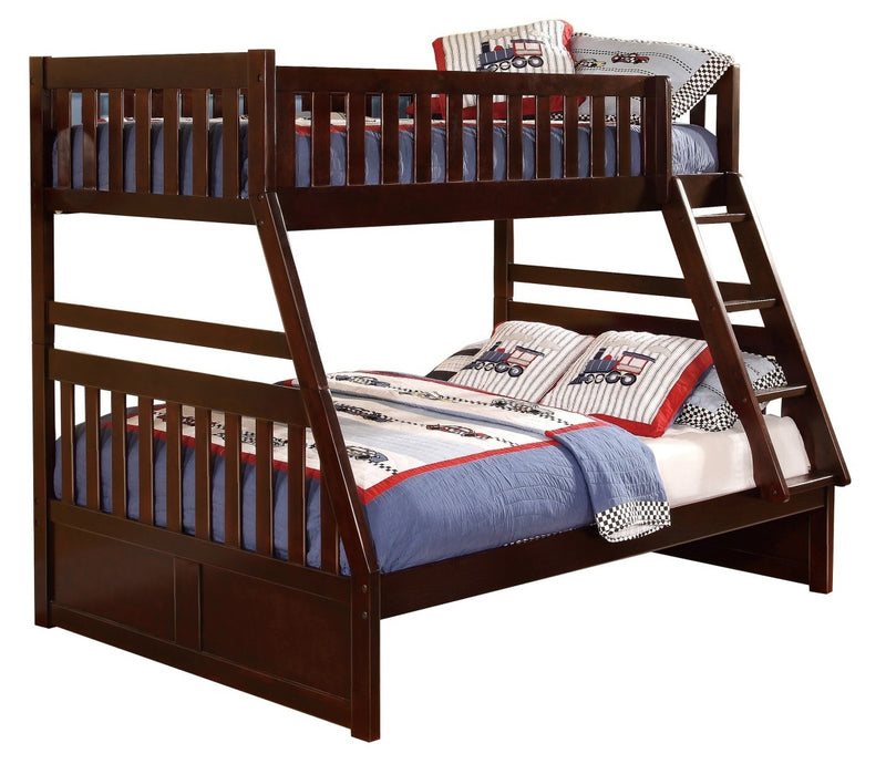 Homelegance Rowe Twin/Full Bunk Bed in Dark Cherry image