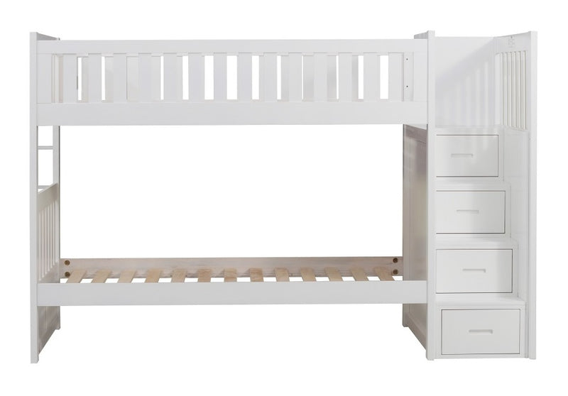 Homelegance Galen Bunk Bed w/ Reversible Step Storage in White B2053SBW-1* image