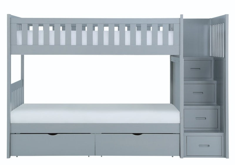 Homelegance Orion Bunk Bed w/ Reversible Step Storage and Storage Boxes in Gray B2063SB-1*T image